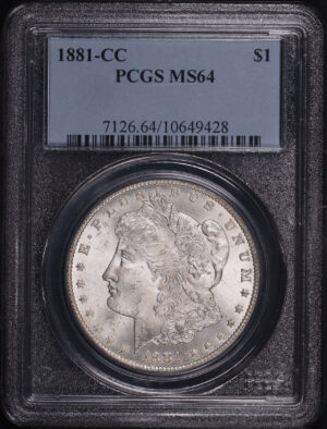 Obverse of this 1881-CC Morgan Dollar PCGS MS-64