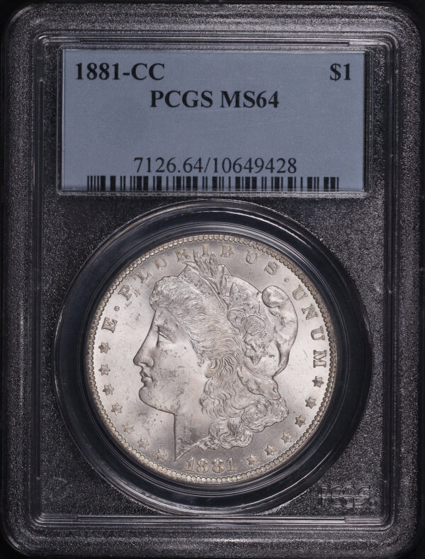 Obverse of this 1881-CC Morgan Dollar PCGS MS-64