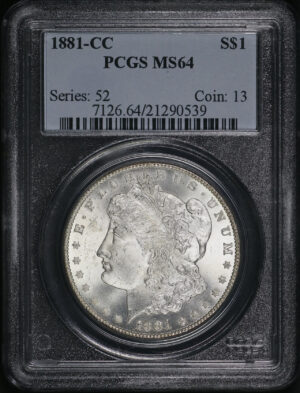 Obverse of this 1881-CC Morgan Dollar PCGS MS-64