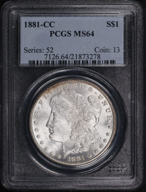Obverse of this 1881-CC Morgan Dollar PCGS MS-64