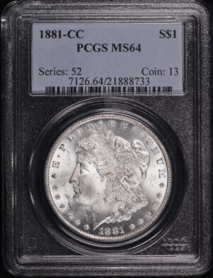Obverse of this 1881-CC Morgan Dollar PCGS MS-64