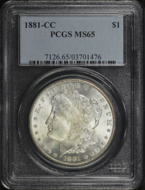 Obverse of this 1881-CC Morgan Dollar PCGS MS-65
