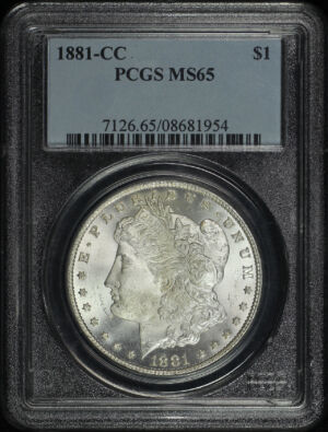 Obverse of this 1881-CC Morgan Dollar PCGS MS-65
