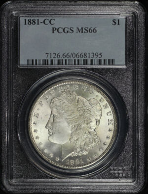 Obverse of this 1881-CC Morgan Dollar PCGS MS-66