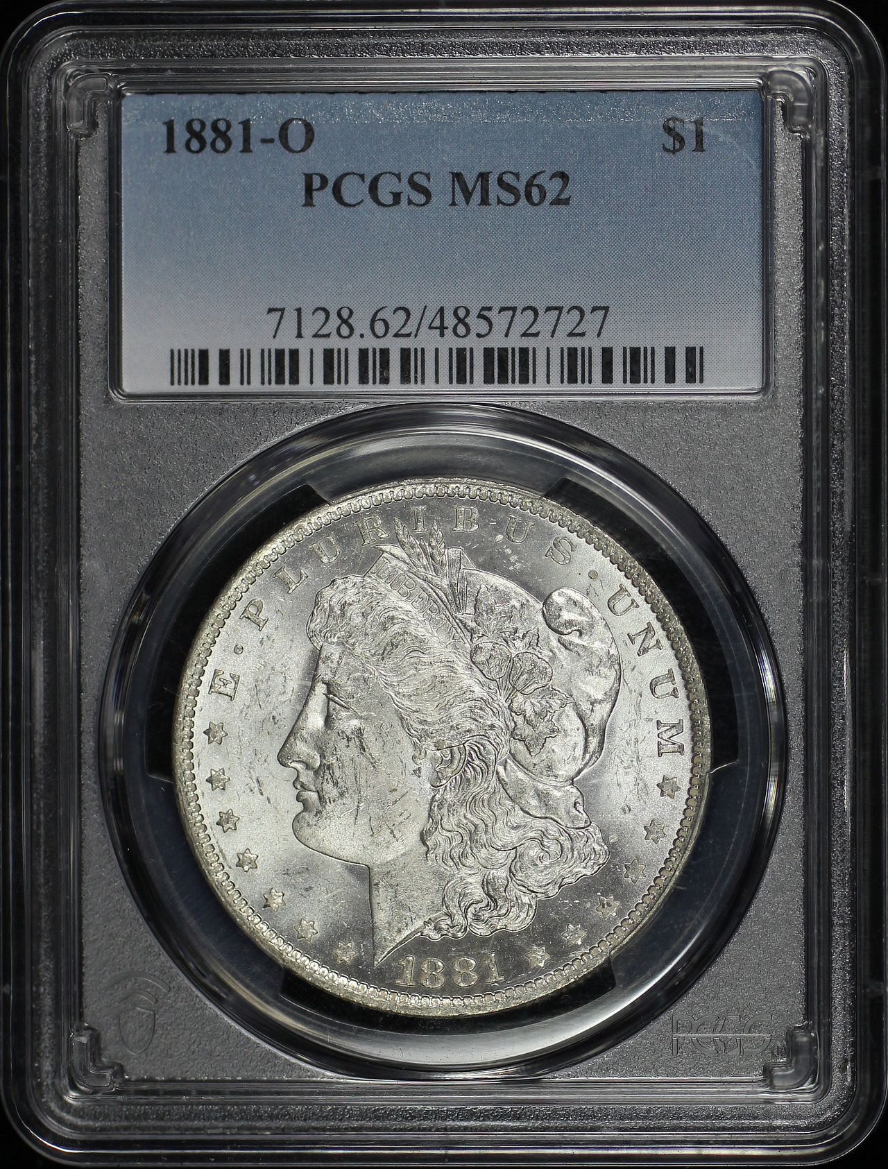 Obverse of this 1881-O Morgan Dollar PCGS MS-62