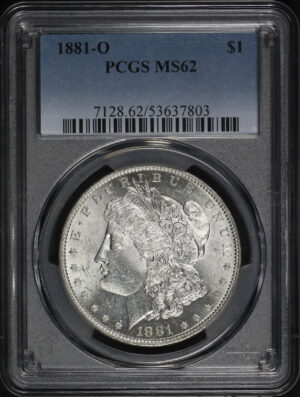 Obverse of this 1881-O Morgan Dollar PCGS MS-62
