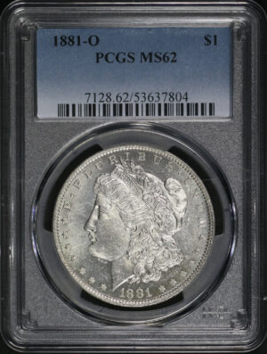 Obverse of this 1881-O Morgan Dollar PCGS MS-62