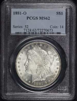 Obverse of this 1881-O Morgan Dollar PCGS MS-62