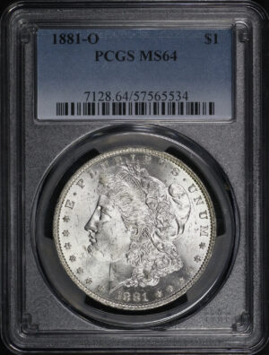 Obverse of this 1881-O Morgan Dollar PCGS MS-64