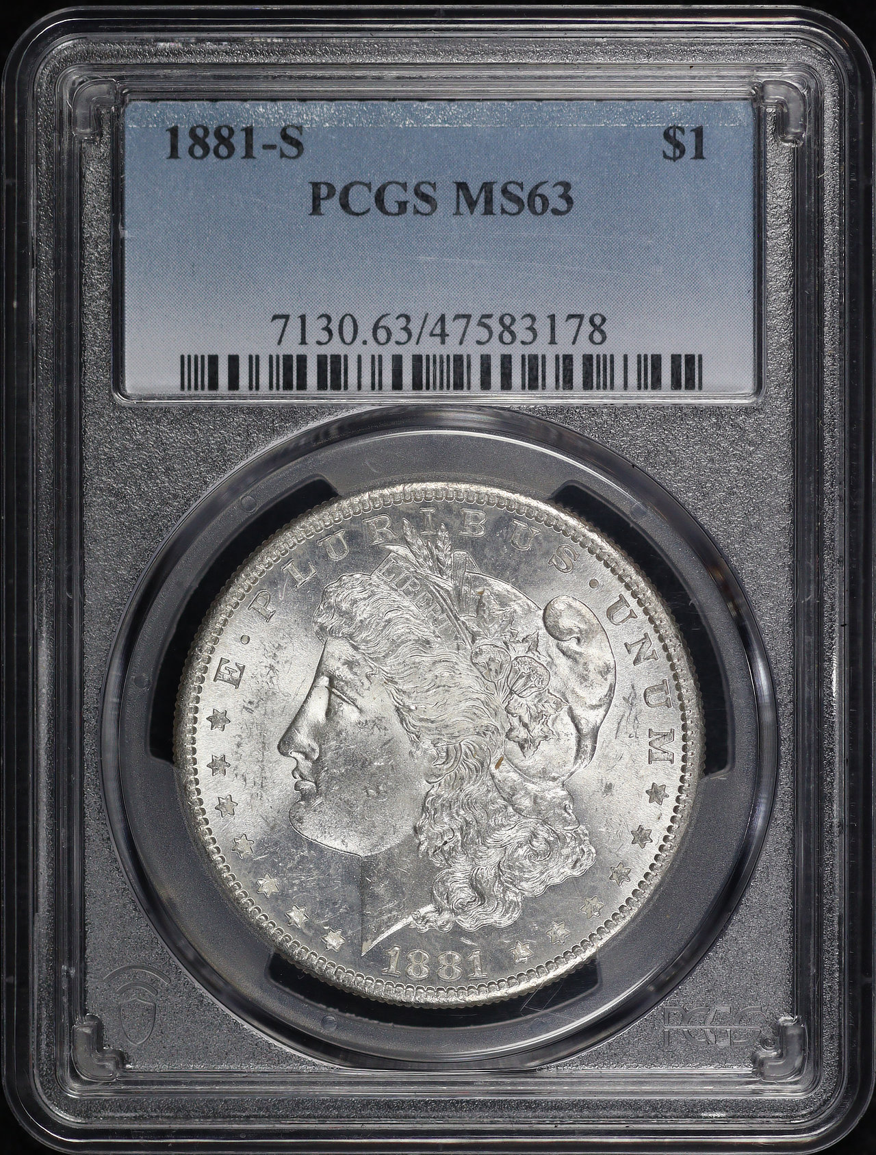 Obverse of this 1881-S Morgan Dollar PCGS MS-63