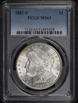 Obverse of this 1881-S Morgan Dollar PCGS MS-63 Vibrant Blue & Fiery Sunset Hue Reverse Toning