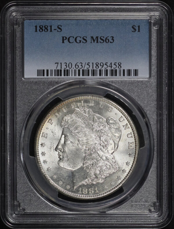 Obverse of this 1881-S Morgan Dollar PCGS MS-63 Vibrant Blue & Fiery Sunset Hue Reverse Toning