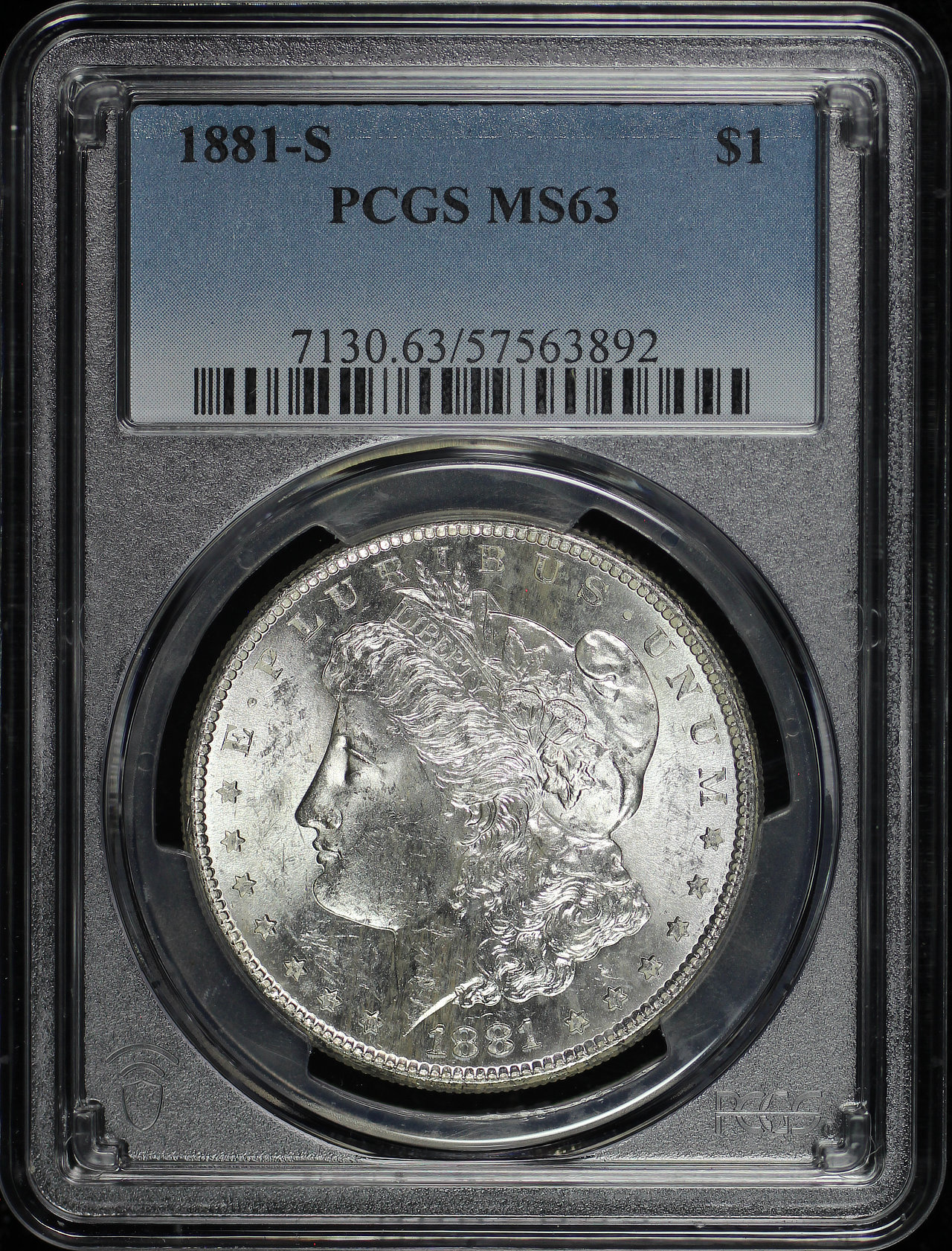 Obverse of this 1881-S Morgan Dollar PCGS MS-63