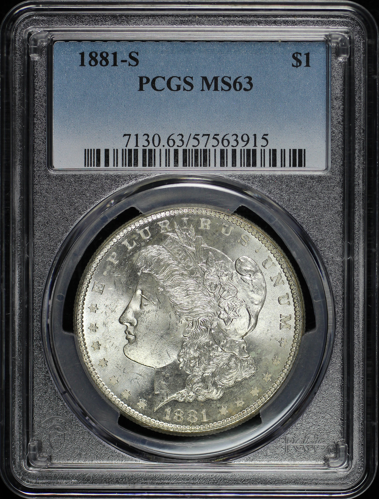 Obverse of this 1881-S Morgan Dollar PCGS MS-63