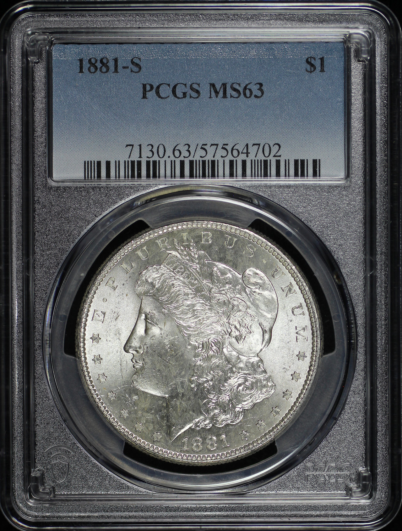 Obverse of this 1881-S Morgan Dollar PCGS MS-63