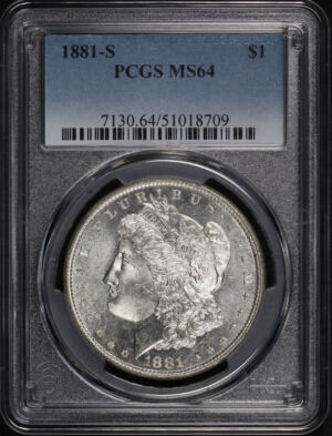 Obverse of this 1881-S Morgan Dollar PCGS MS-64 – Blue & Sunset Hue Reverse Toning