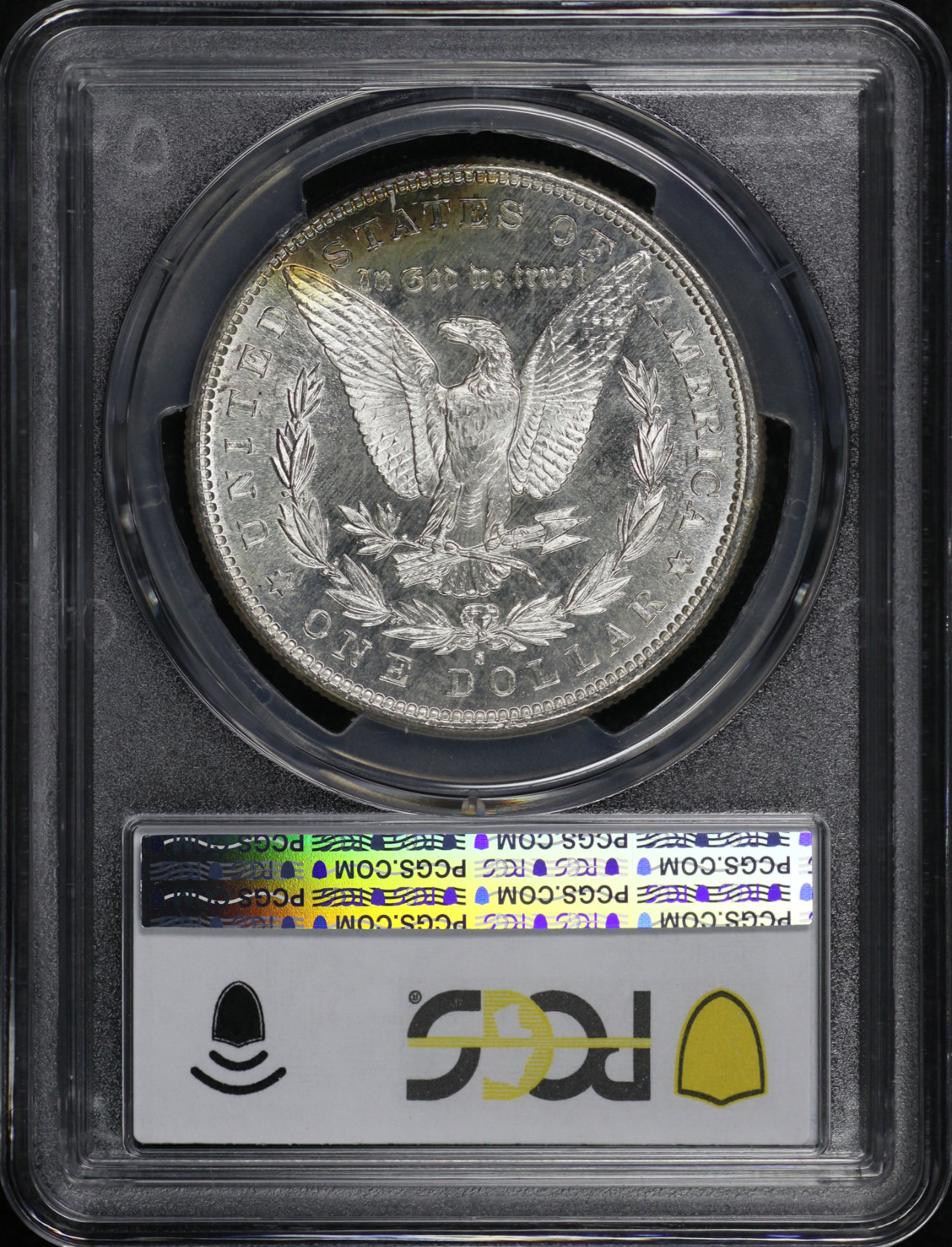 Reverse of this 1881-S Morgan Dollar PCGS MS-64 – Blue & Sunset Hue Reverse Toning