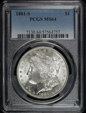 Obverse of this 1881-S Morgan Dollar PCGS MS-64