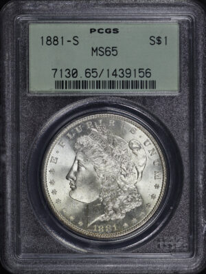 Obverse of this 1881-S Morgan Dollar PCGS MS-65 Old Green Holder