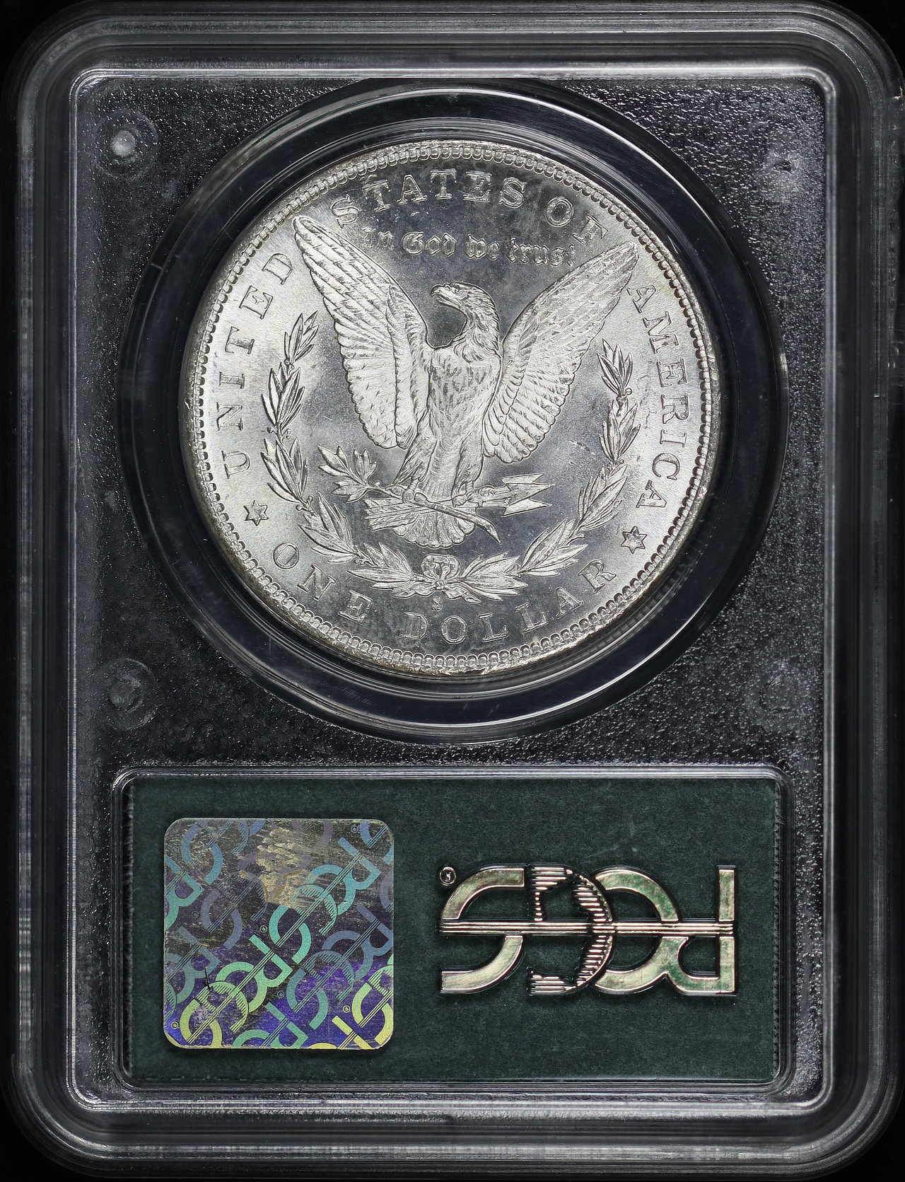 Reverse of this 1881-S Morgan Dollar PCGS MS-65 Old Green Gasket Holder