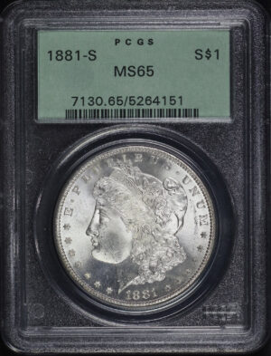 Obverse of this 1881-S Morgan Dollar PCGS MS-65 Old Green Holder