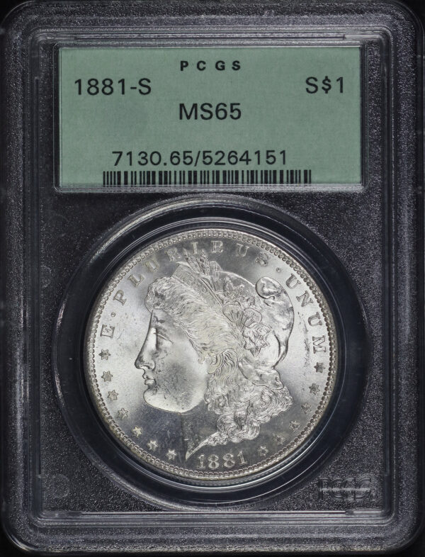 Obverse of this 1881-S Morgan Dollar PCGS MS-65 Old Green Holder