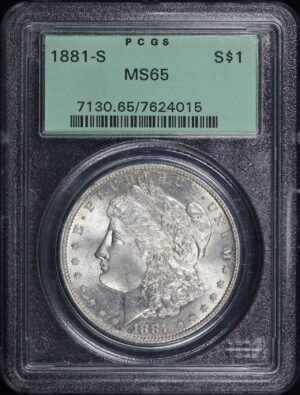 Obverse of this 1881-S Morgan Dollar PCGS MS-65 Old Green Holder