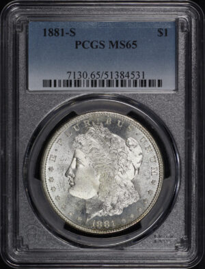 Obverse of this 1881-S Morgan Dollar PCGS MS-65