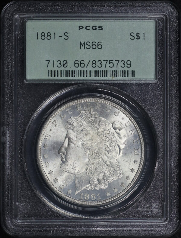 Obverse of this 1881-S Morgan Dollar PCGS MS-66 Old Green Holder 