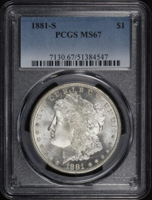 Obverse of this 1881-S Morgan Dollar PCGS MS-67