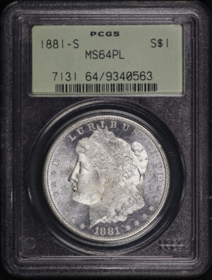 Obverse of this 1881-S Morgan Dollar PCGS MS-64 PL Old Green Holder