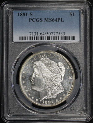 Obverse of this 1881-S Morgan Dollar PCGS MS-64 PL