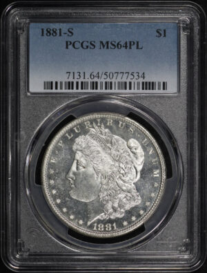 Obverse of this 1881-S Morgan Dollar PCGS MS-64 PL