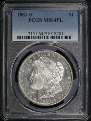 Obverse of this 1881-S Morgan Dollar PCGS MS-64 PL