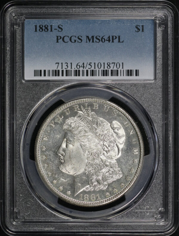 Obverse of this 1881-S Morgan Dollar PCGS MS-64 PL