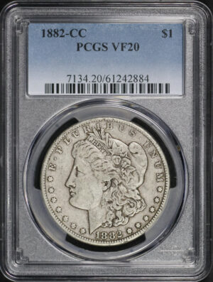 Obverse of this 1882-CC Morgan Dollar PCGS VF-20