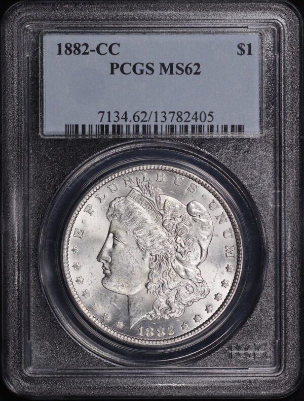 Obverse of this 1882-CC Morgan Dollar PCGS MS-62