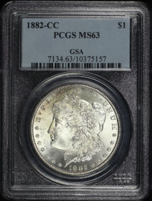 Obverse of this 1882-CC Morgan Dollar PCGS MS-63