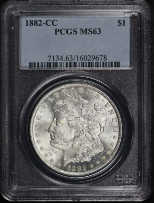 Obverse of this 1882-CC Morgan Dollar PCGS MS-63