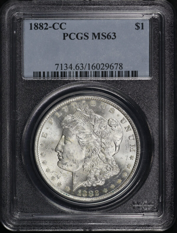 Obverse of this 1882-CC Morgan Dollar PCGS MS-63