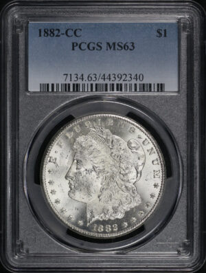 Obverse of this 1882-CC Morgan Dollar PCGS MS-63