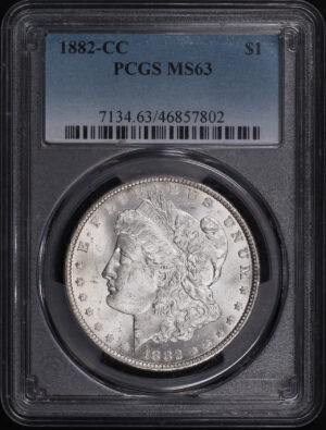 Obverse of this 1882-CC Morgan Dollar PCGS MS-63