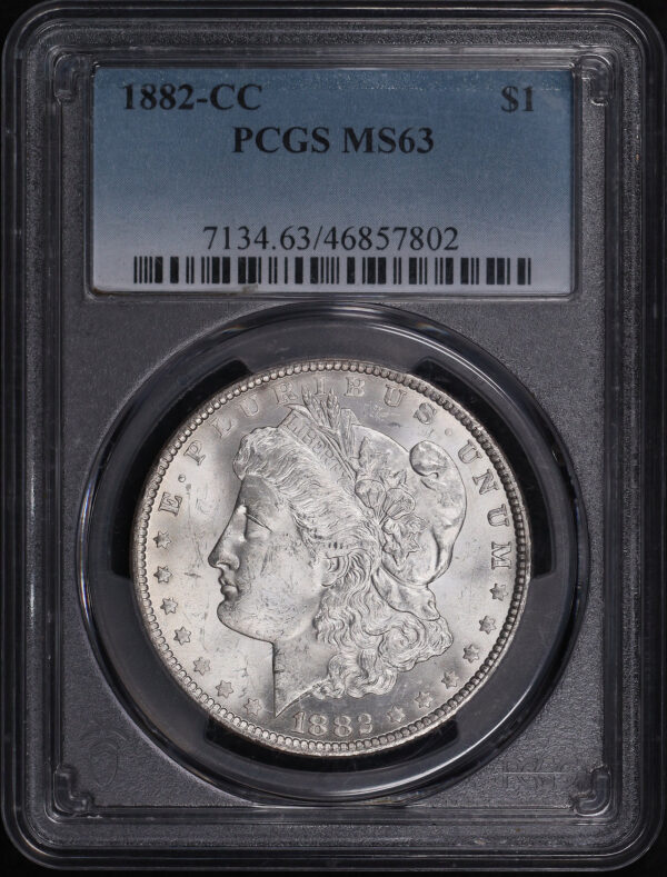 Obverse of this 1882-CC Morgan Dollar PCGS MS-63