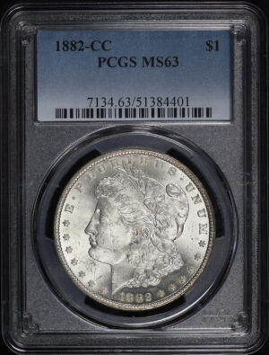 Obverse of this 1882-CC Morgan Dollar PCGS MS-63