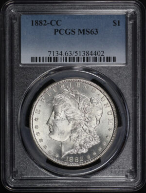 Obverse of this 1882-CC Morgan Dollar PCGS MS-63