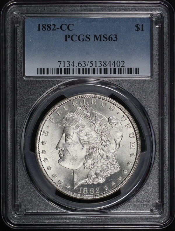 Obverse of this 1882-CC Morgan Dollar PCGS MS-63