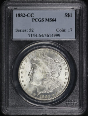 Obverse of this 1882-CC Morgan Dollar PCGS MS-64