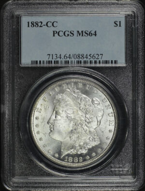 Obverse of this 1882-CC Morgan Dollar PCGS MS-64