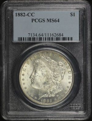 Obverse of this 1882-CC Morgan Dollar PCGS MS-64