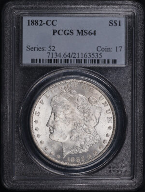 Obverse of this 1882-CC Morgan Dollar PCGS MS-64